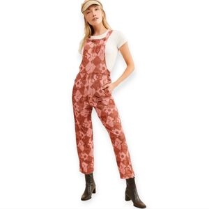 Free People Floral Jumpsuit in Red and Pink